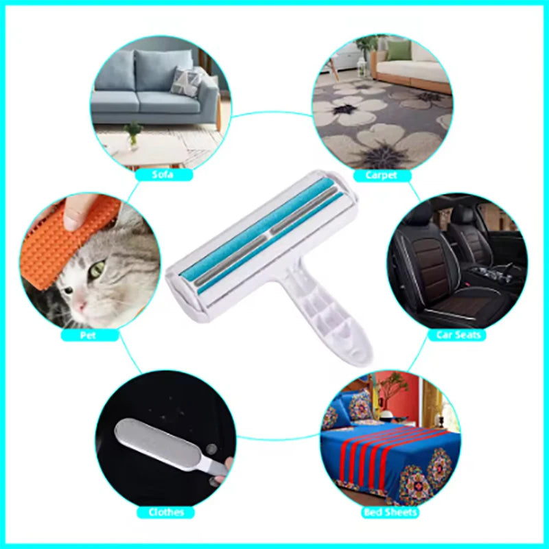 Pet hair remover for cats and dogs reusable self-cleaning cotton plush roller set suitable for beds sofas carpets cat beds